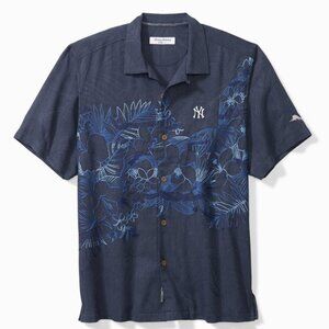 NWT Tommy Bahama Men's Collegiate Game Day Lei IslandZone Camp Shirt Yankees 3XL